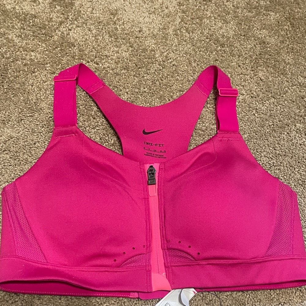 Nike Women's Fuchsia Zip-Front Sports Bra